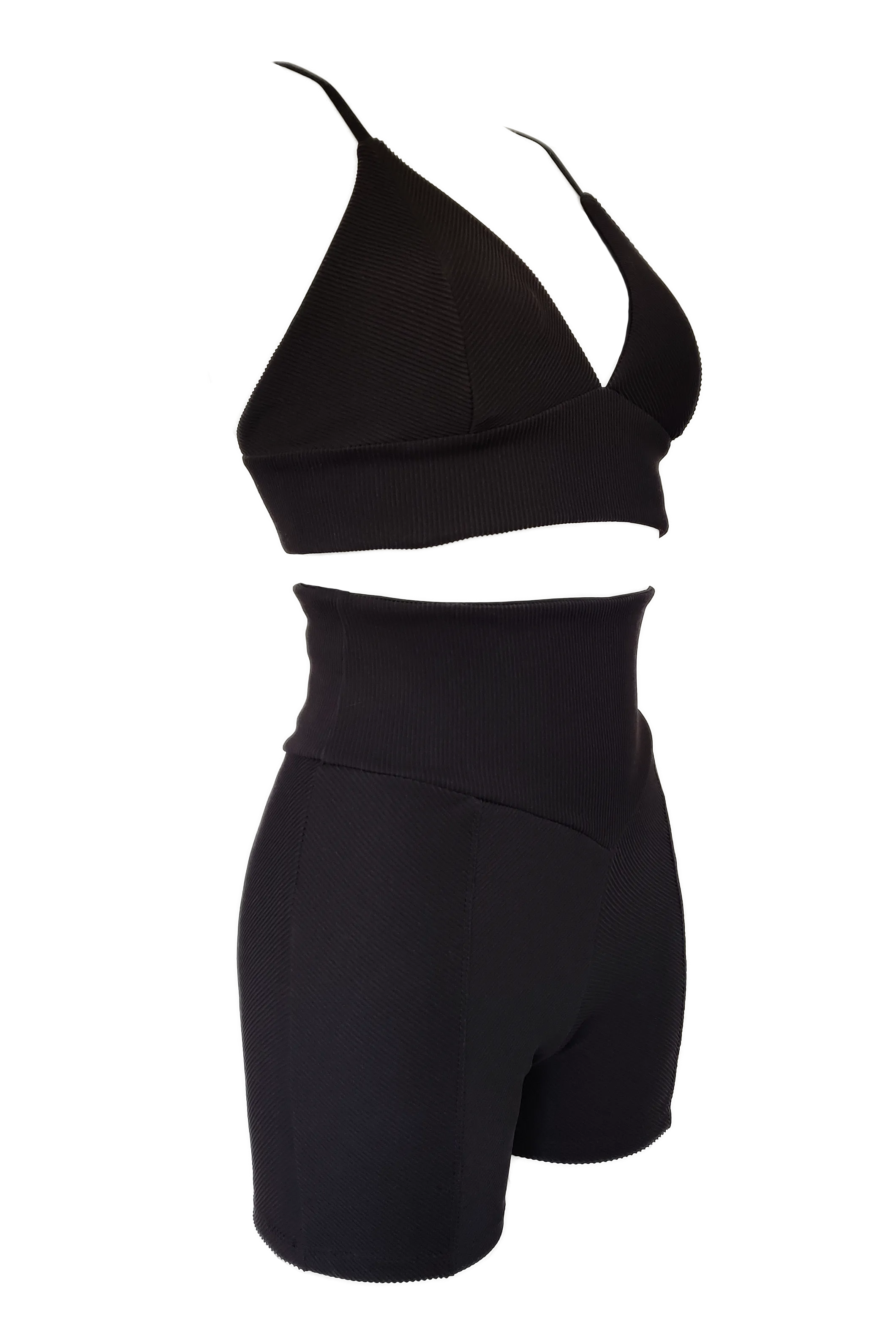 Serena Biker Shorts - Ribbed Black Matte