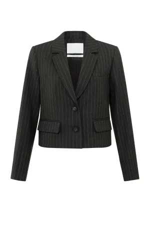 Short blazer with pinstripes, long sleeves and pockets