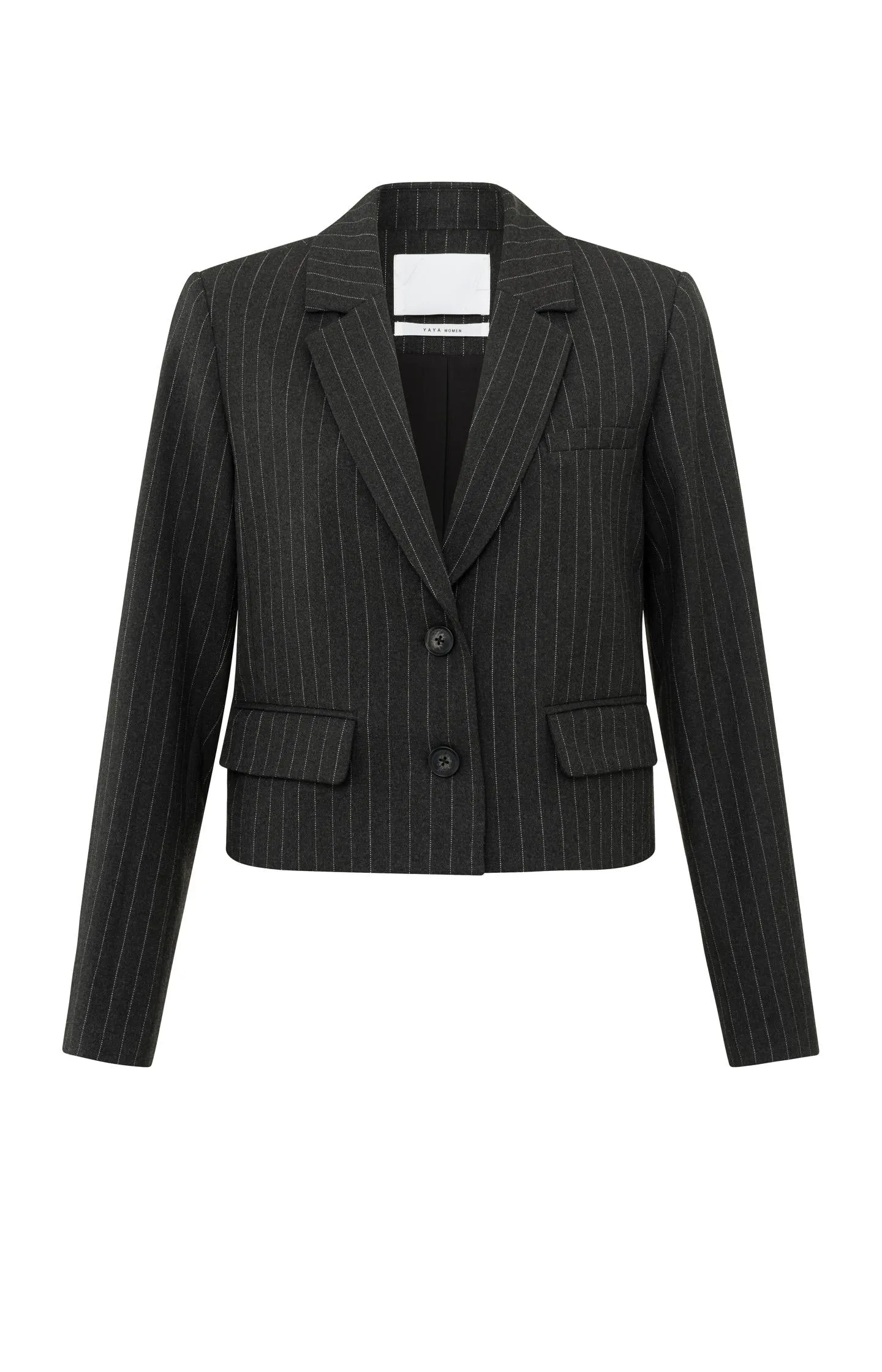 Short blazer with pinstripes, long sleeves and pockets