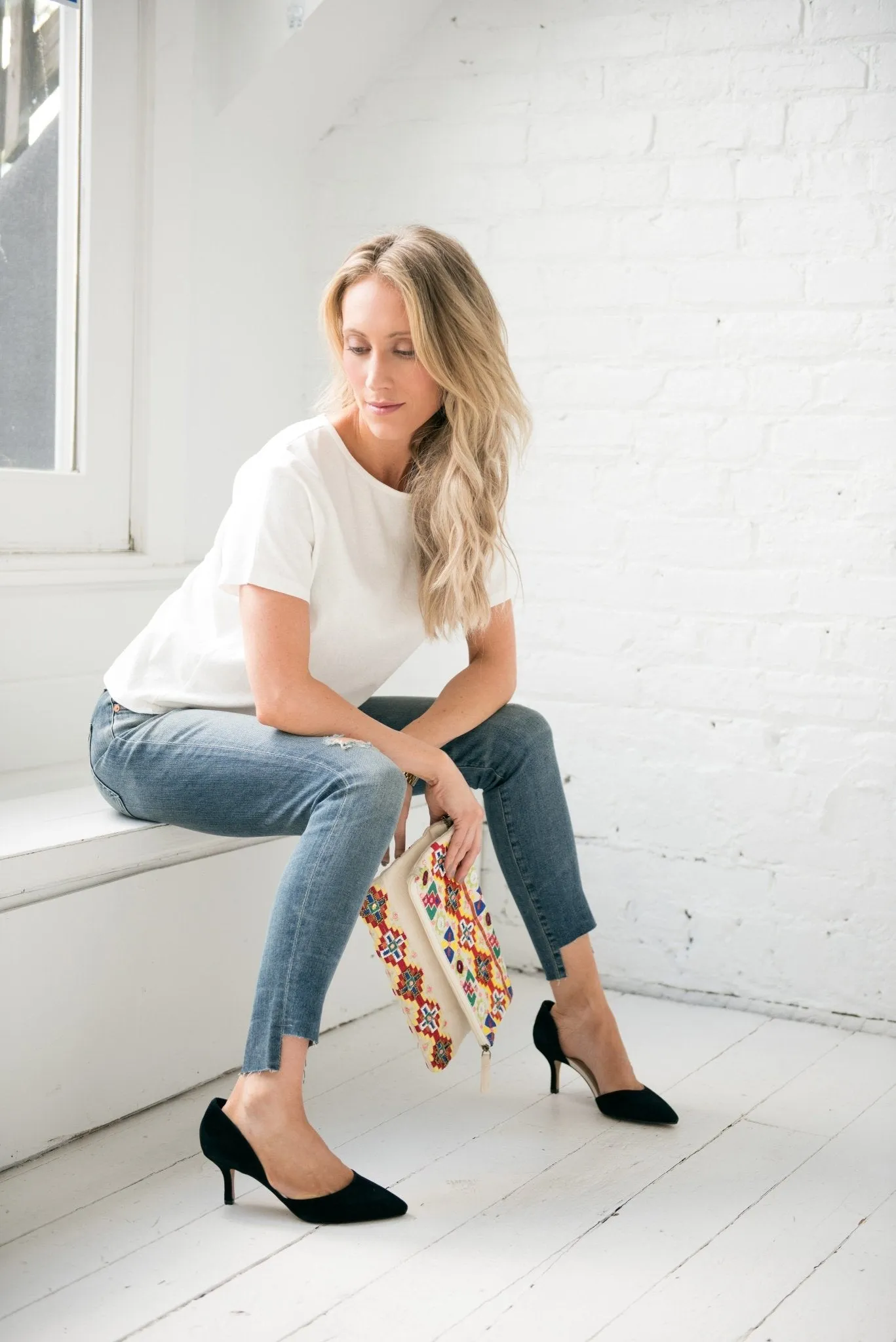 Short Sleeve Bow Back Tee in White