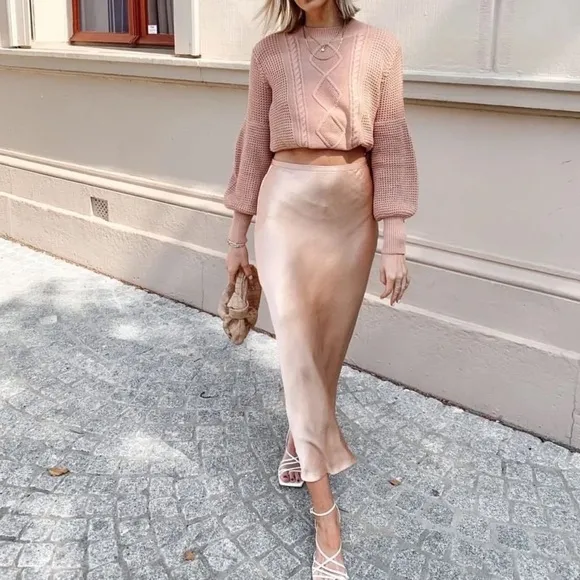 Silky Midi Slip Skirt