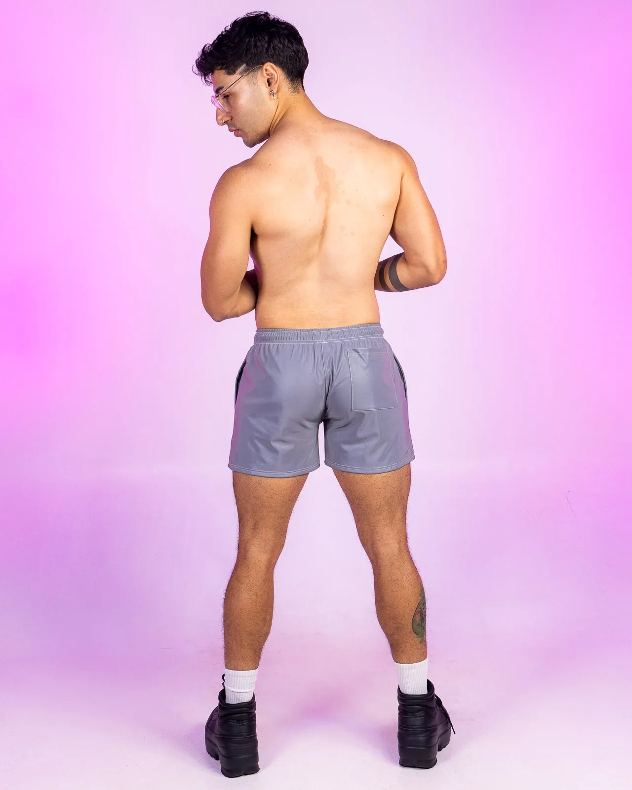 Silver Flash Reflective Drawstring Shorts