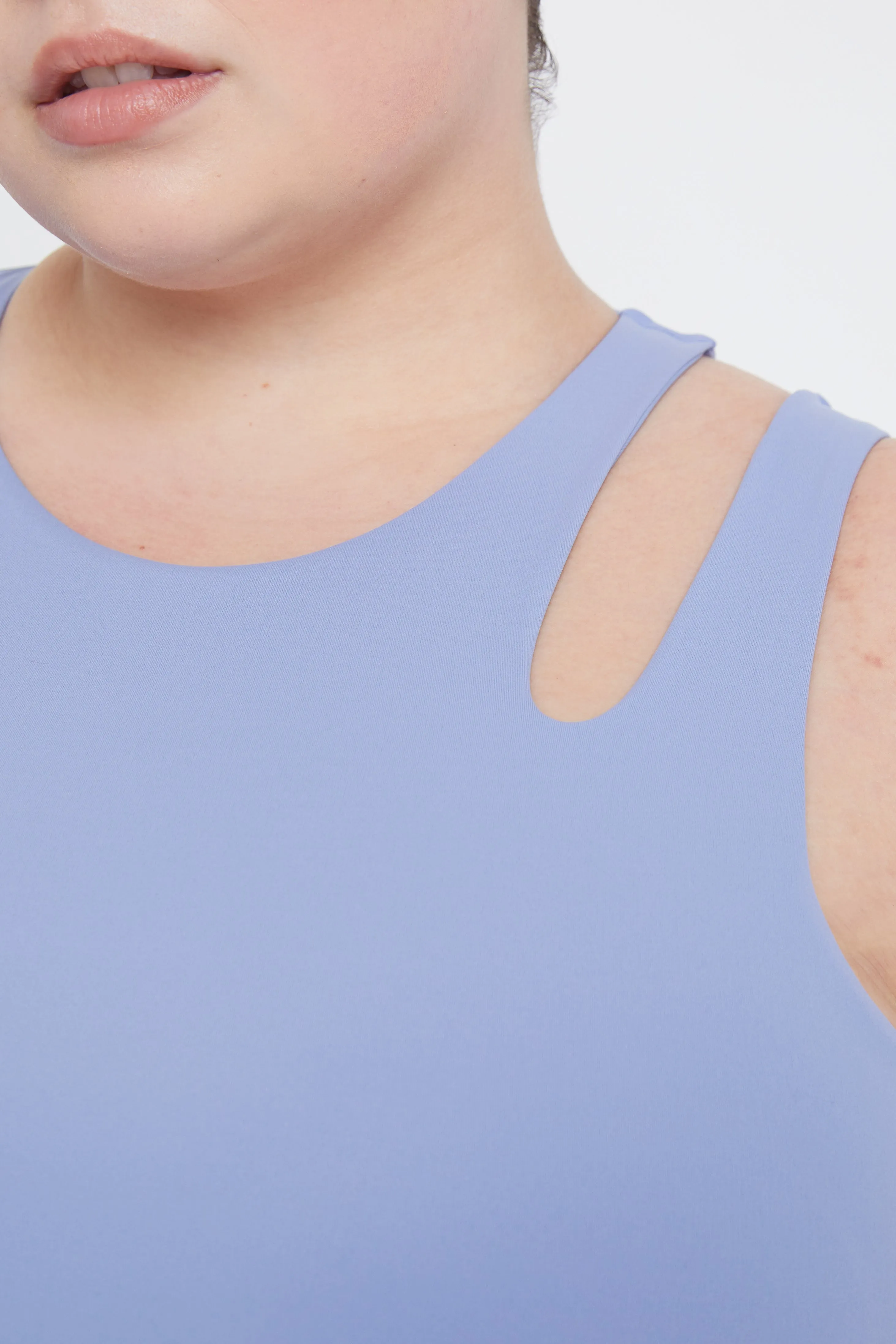 SKINLUXE BUILT-IN SUPPORT CUT OUT SHOULDER VEST - CORNFLOWER BLUE
