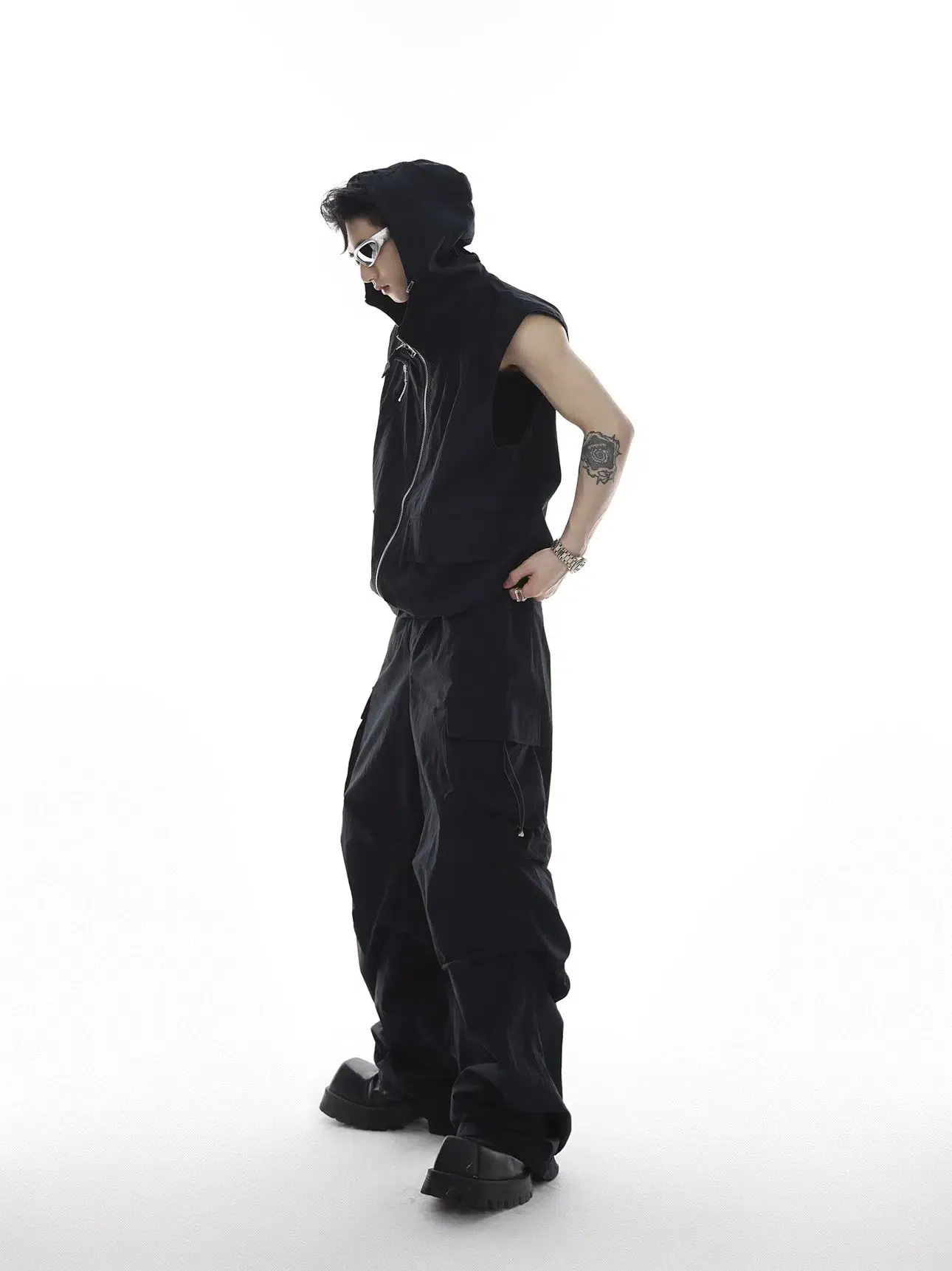 Sleeveless Hooded Vest Jacket and Pants set