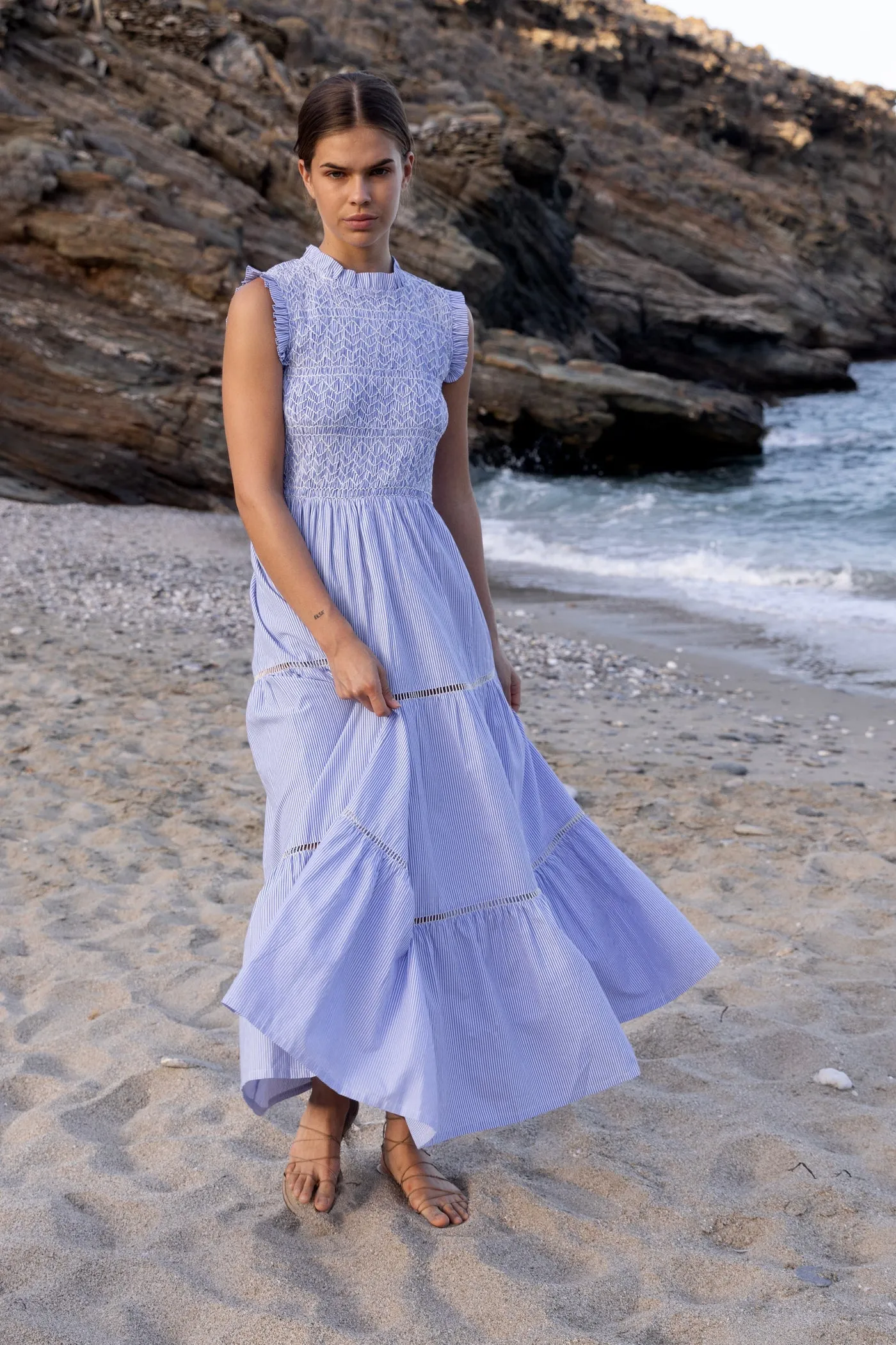 Sleeveless Smocked Maxi - Chatham Blue
