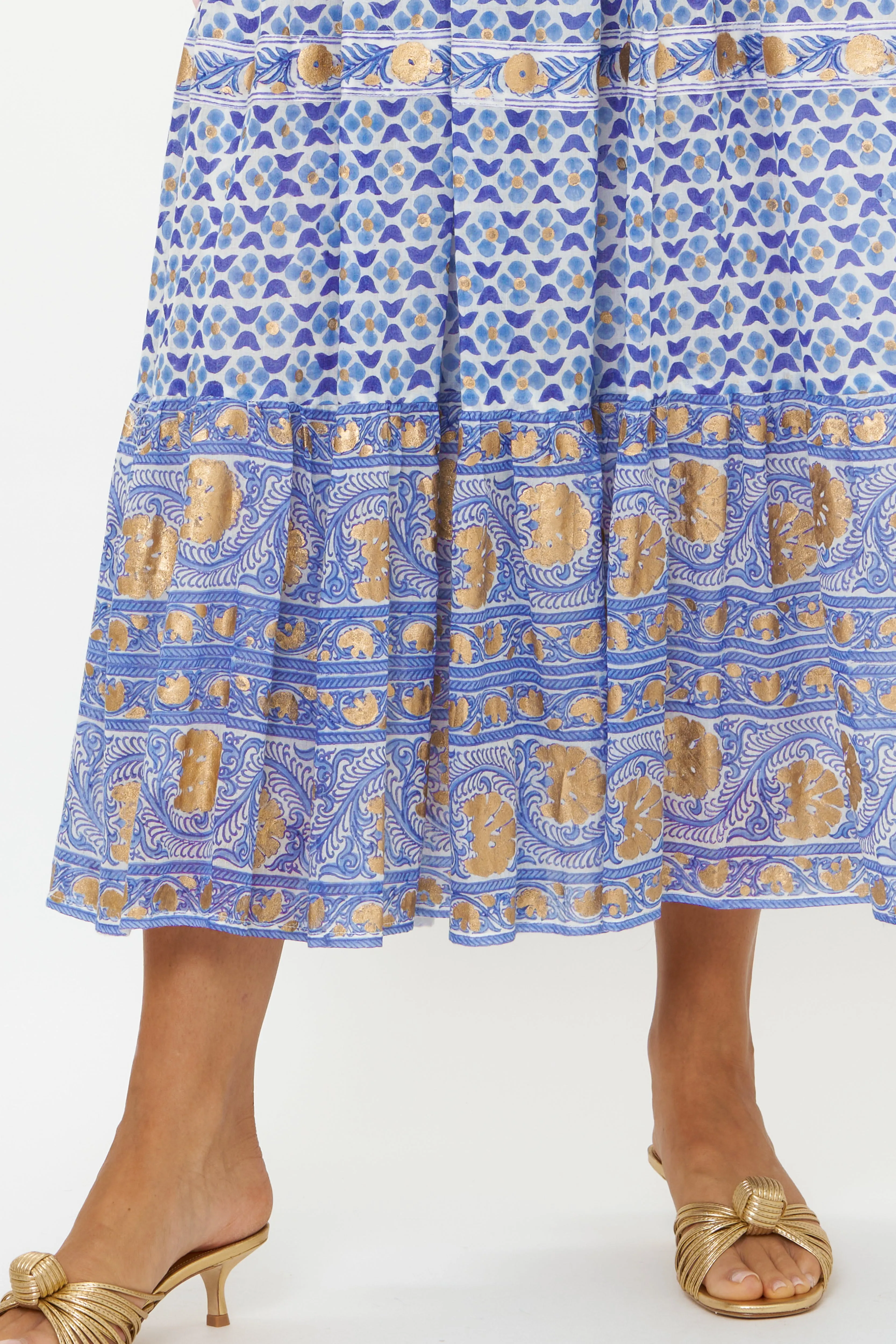 Sleeveless Smocked Maxi- Veranda Blue