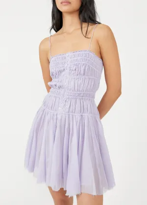 Sleeveless Smocked Raw-cut Hem Dress