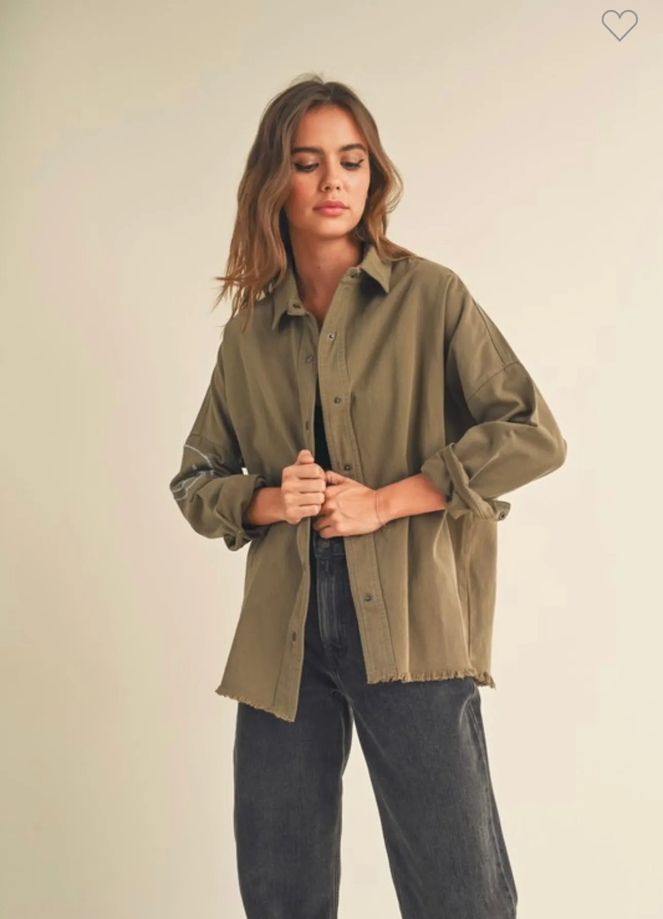 Smiley Olive Shacket