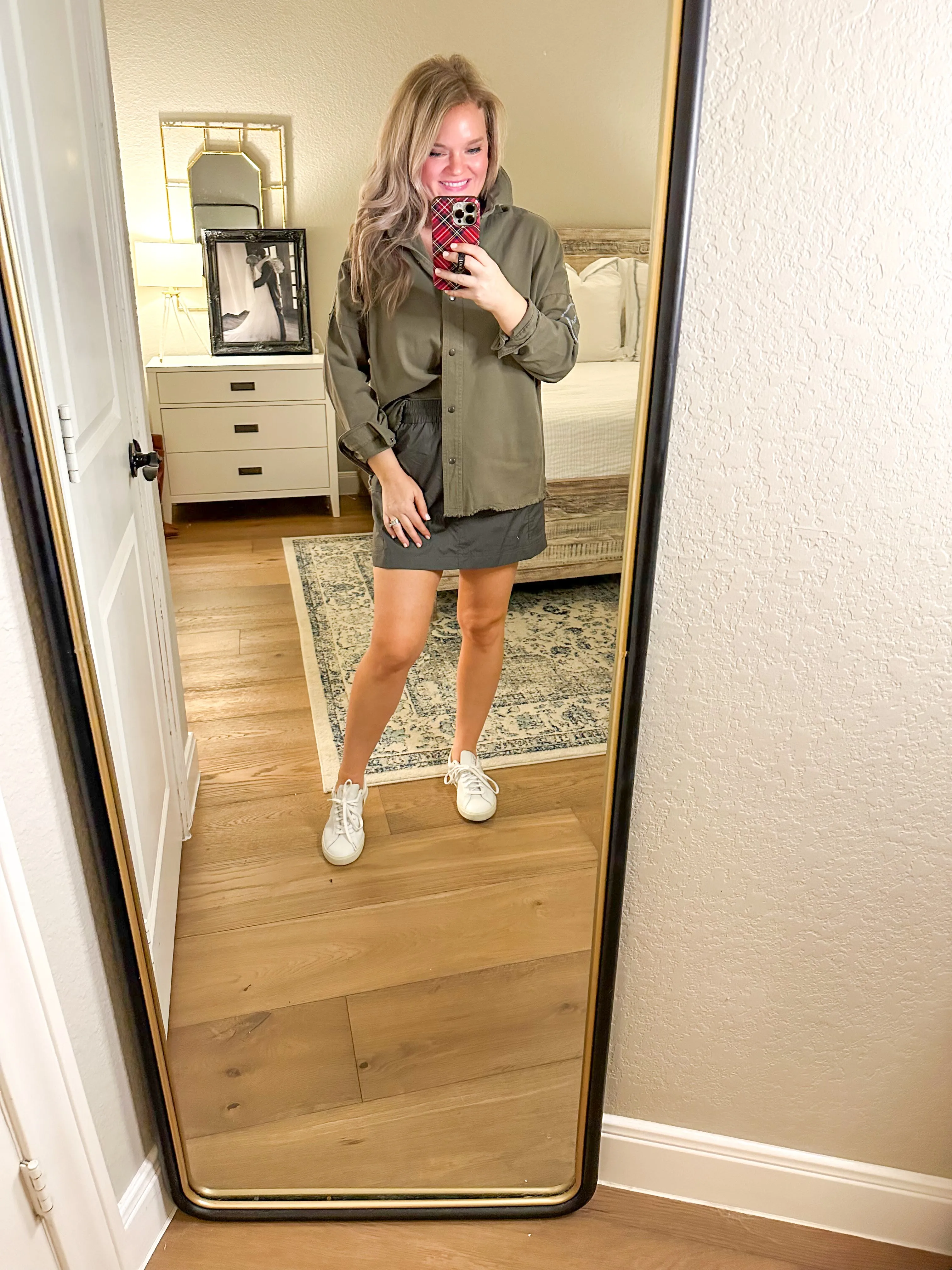 Smiley Olive Shacket