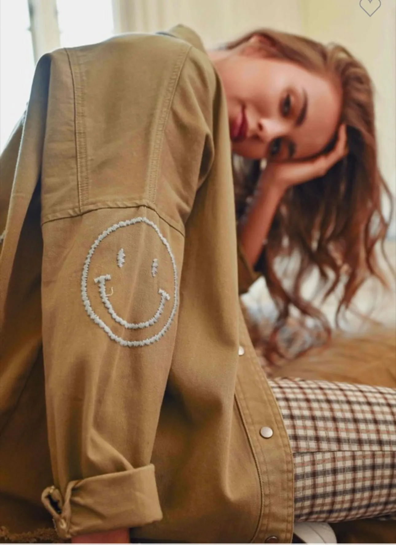 Smiley Olive Shacket