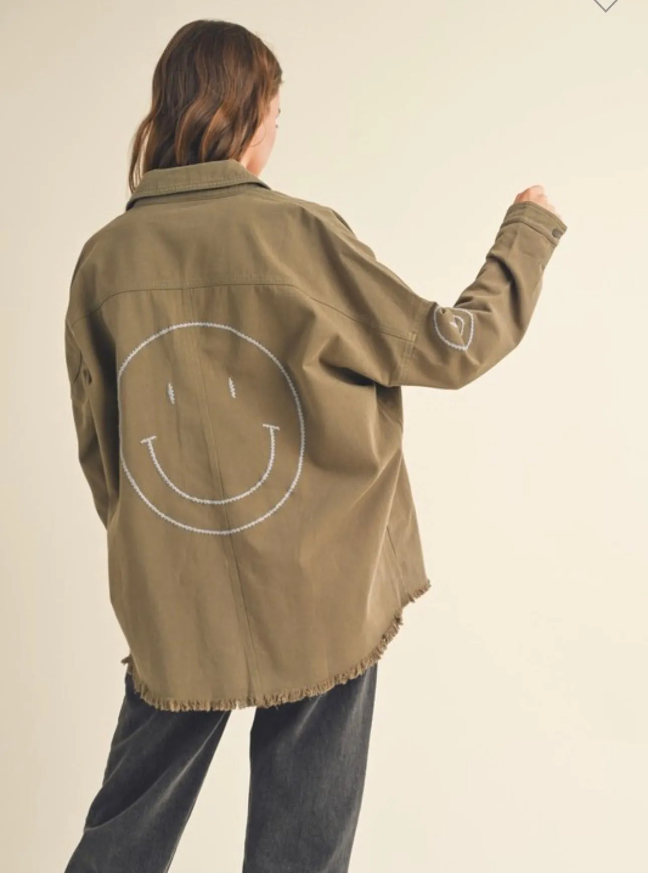 Smiley Olive Shacket