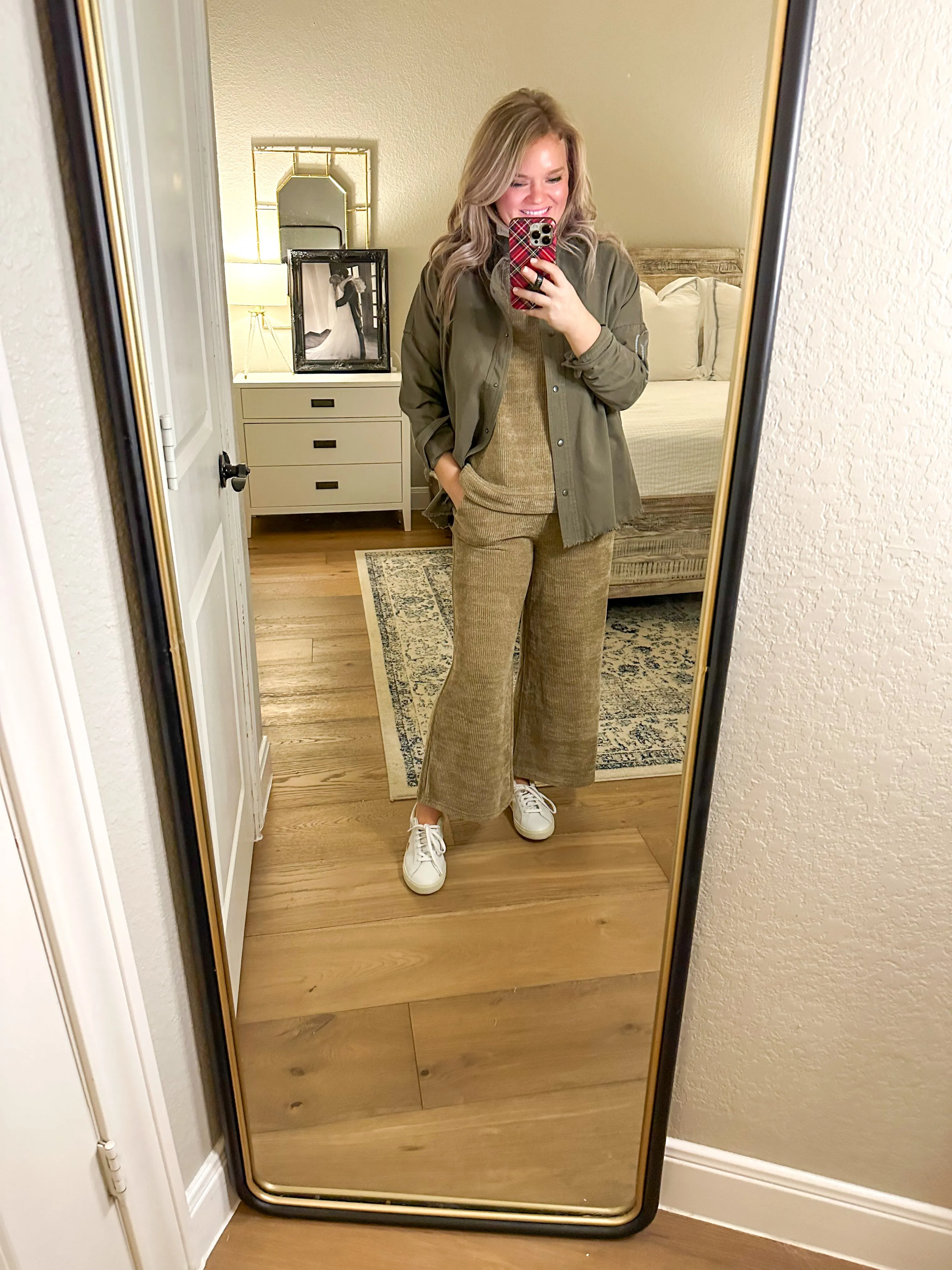 Smiley Olive Shacket