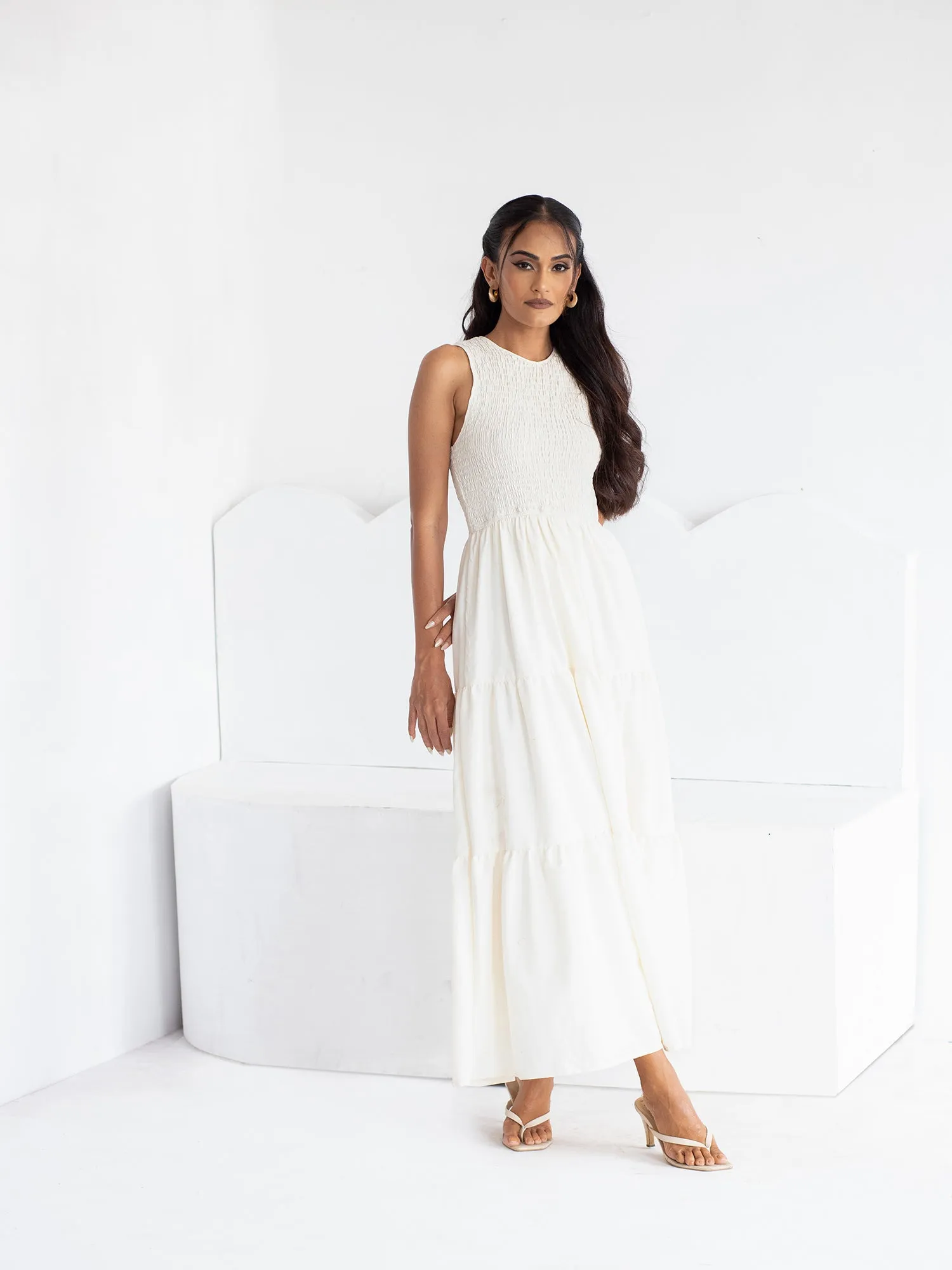 Smocked Detail Maxi Dress