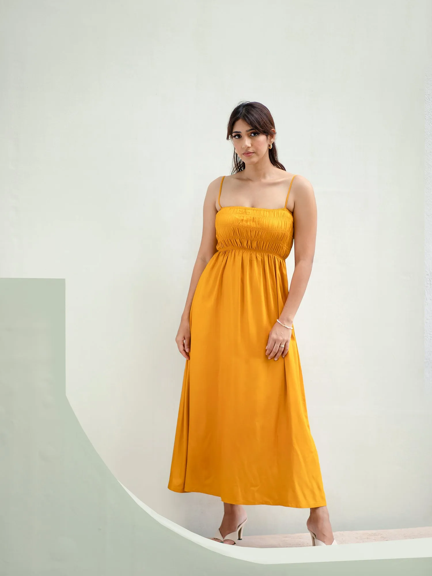 Smocked Detail Maxi Dress