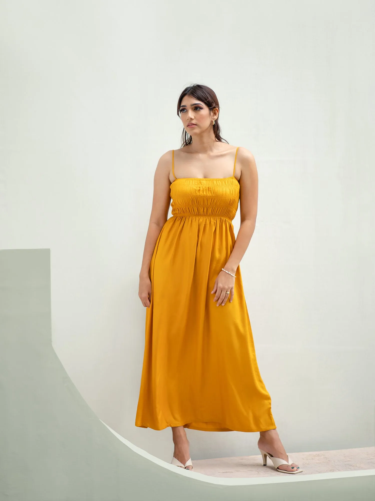 Smocked Detail Maxi Dress
