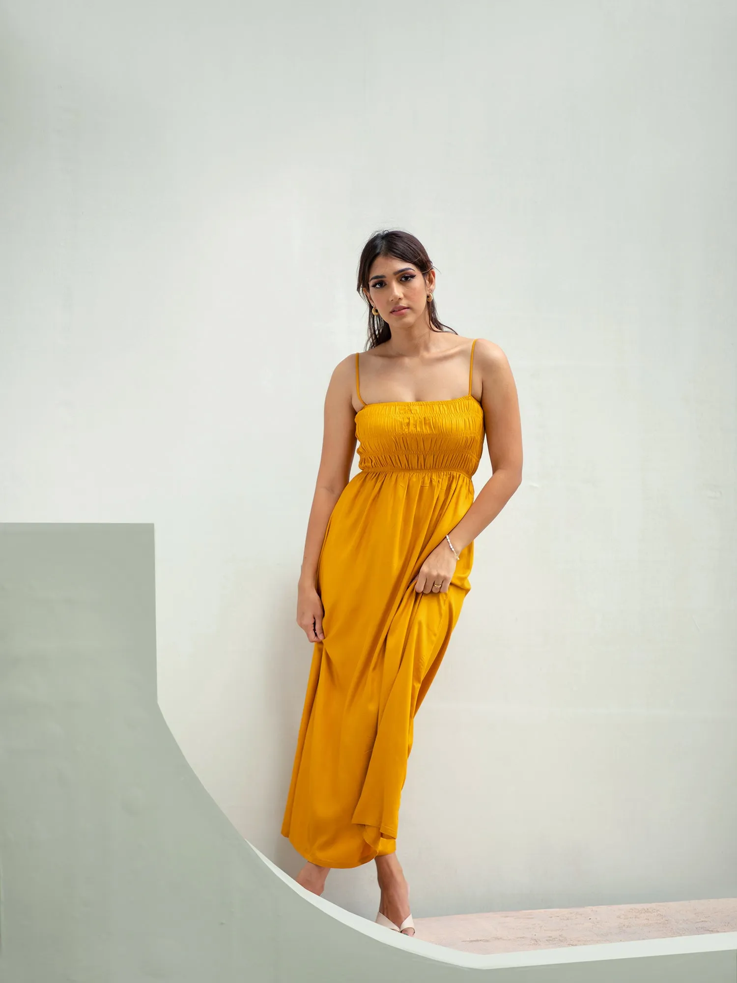 Smocked Detail Maxi Dress