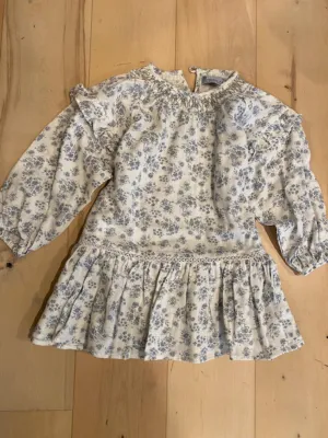 Smocked Dress - Ivory and Grey 500B-3