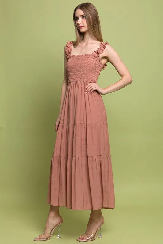 Smocked Mid-Maxi Dress