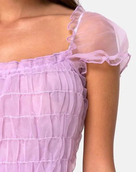Smocked Sheer Overlay Mini Dress