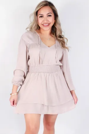 SMOCKED WAIST TIERED DRESS