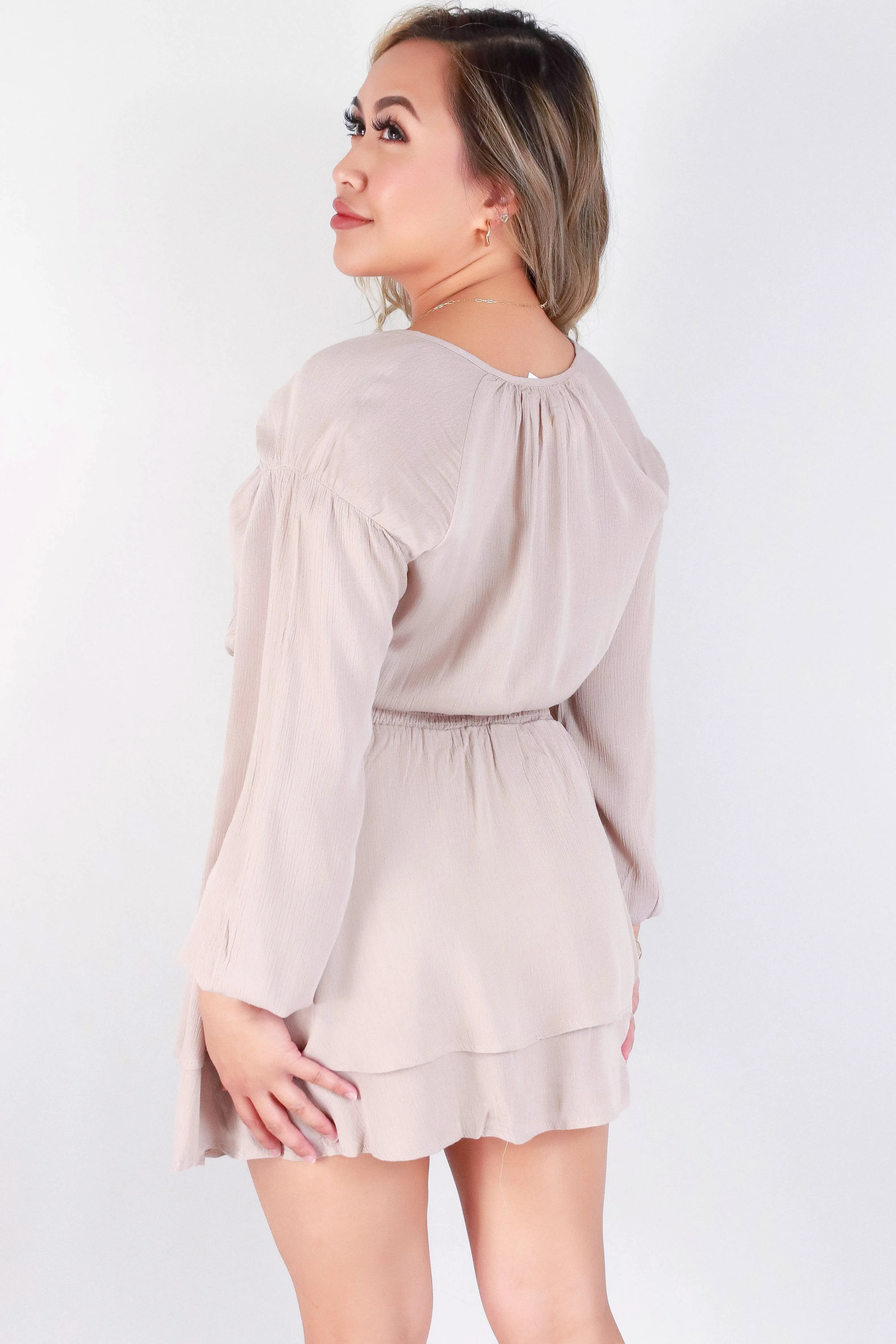 SMOCKED WAIST TIERED DRESS