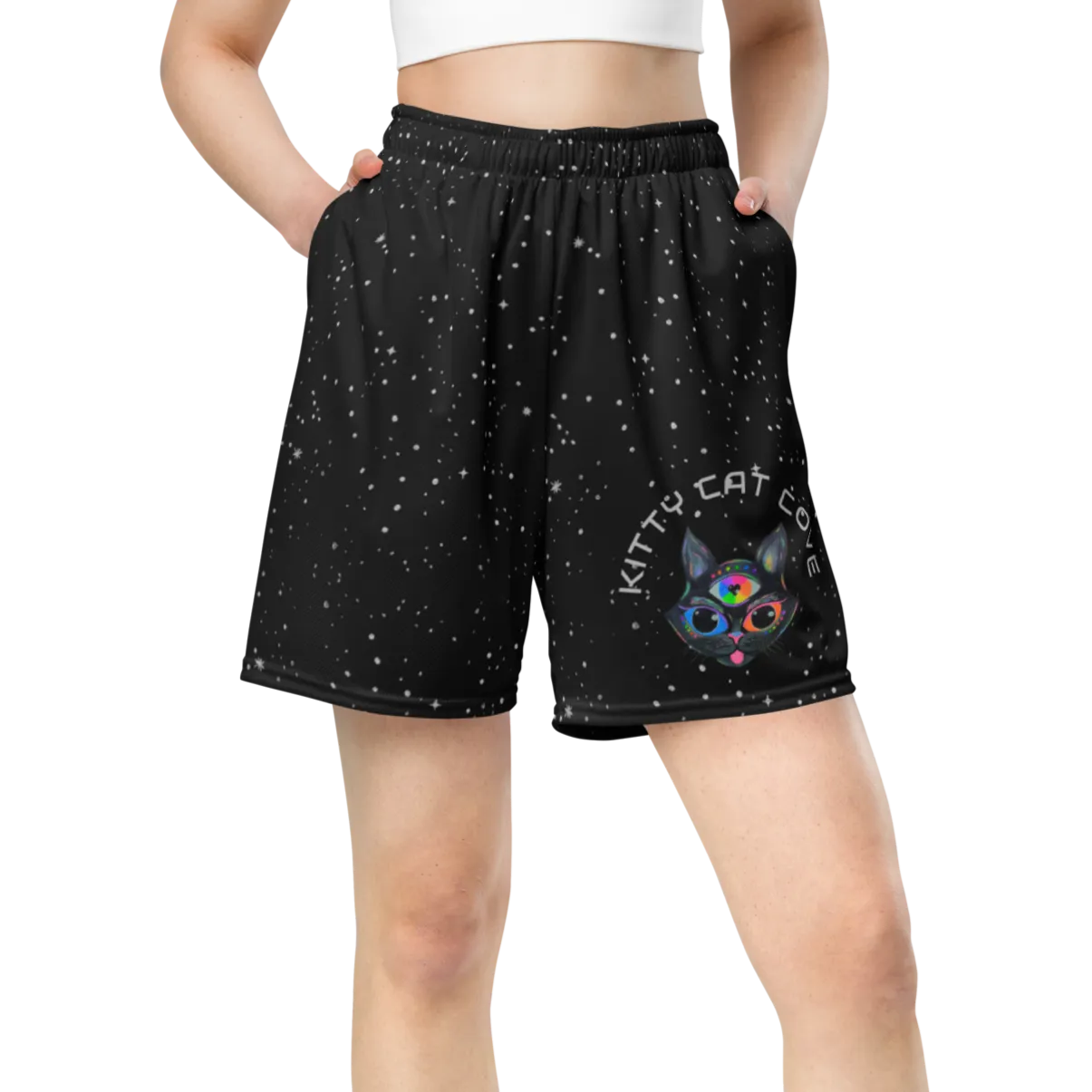 Soft Athletic Shorts (100% Recycled Material)- "Stella" x "Kitty Cat Cove" Design