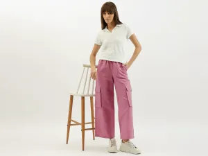 Solid Wide Leg Cargo Trousers