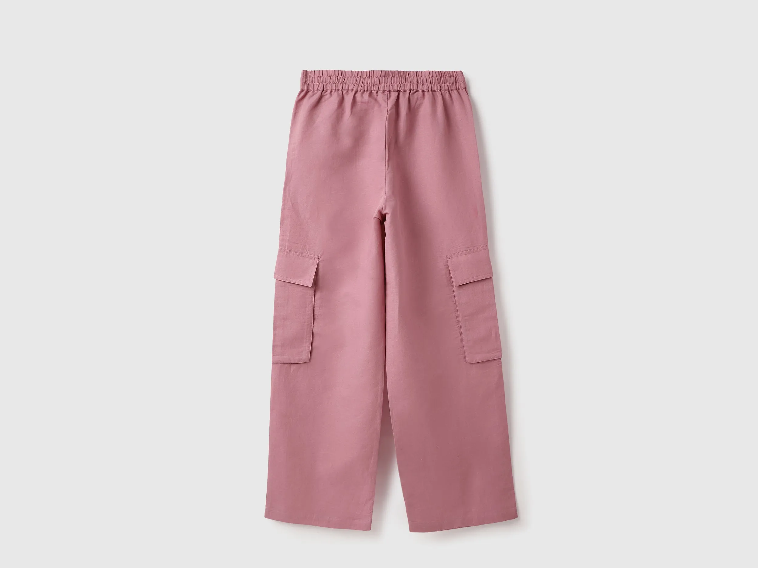 Solid Wide Leg Cargo Trousers