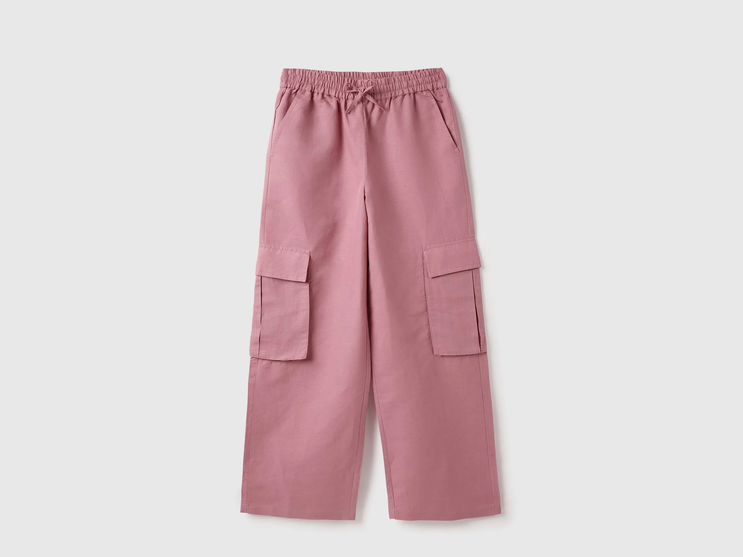 Solid Wide Leg Cargo Trousers