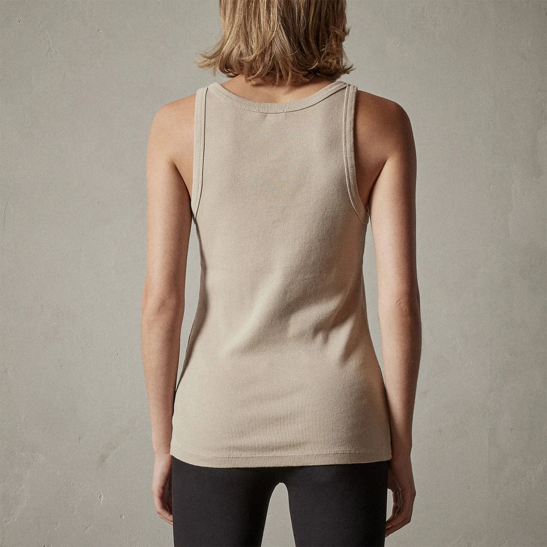 Square Neck Rib Tank - Biscuit