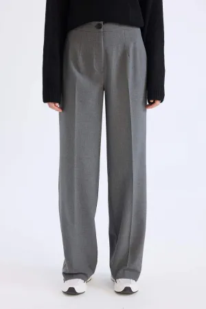 Standard Size Fabric Pants Wide Leg Wide Pleated Leg Basic Straight High Waist