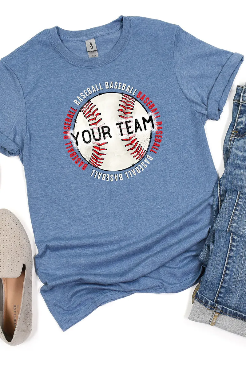 Stitches Doodle Baseball Your Team Softstyle Adult T-Shirt