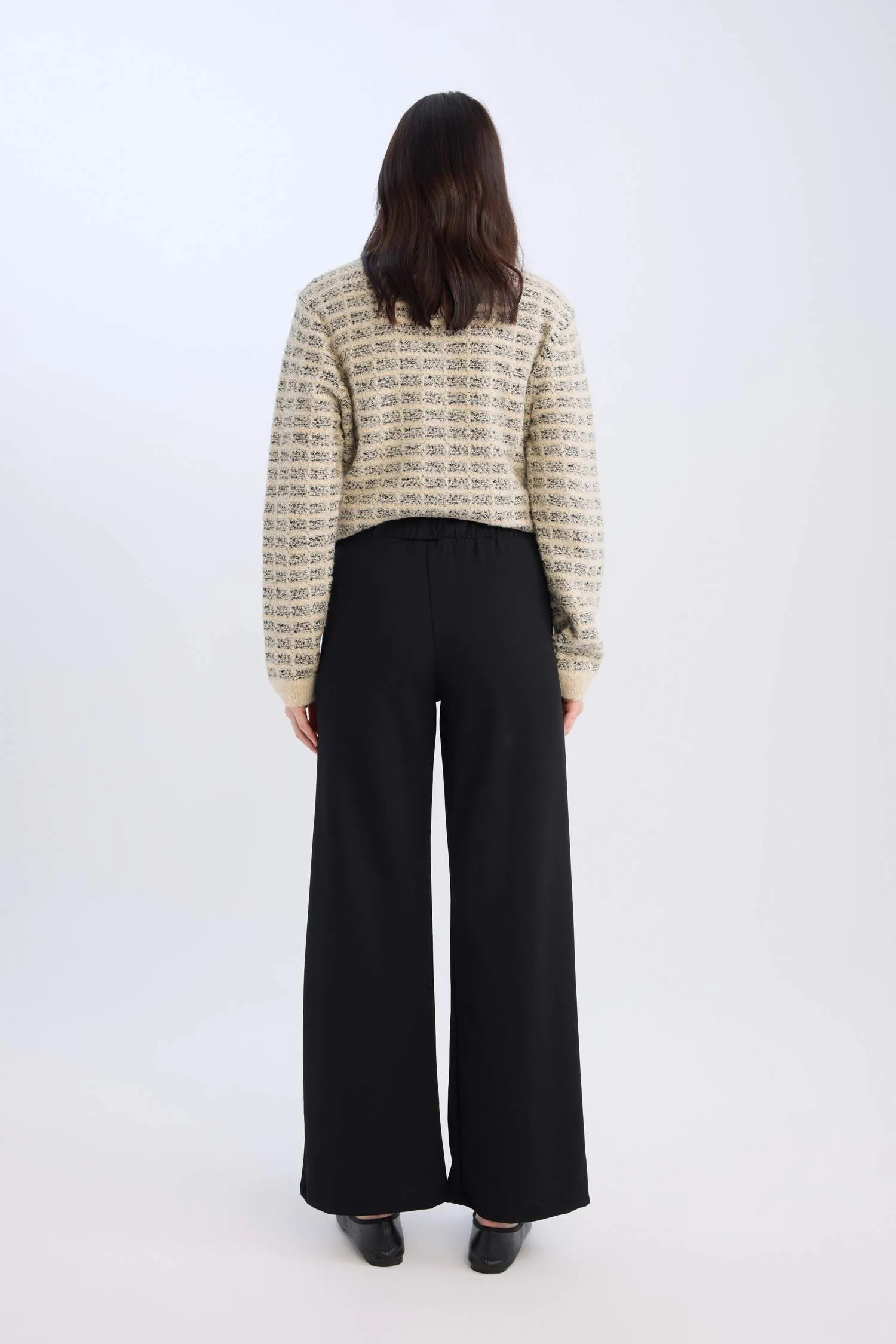 Straight Wide Leg Basic Trousers