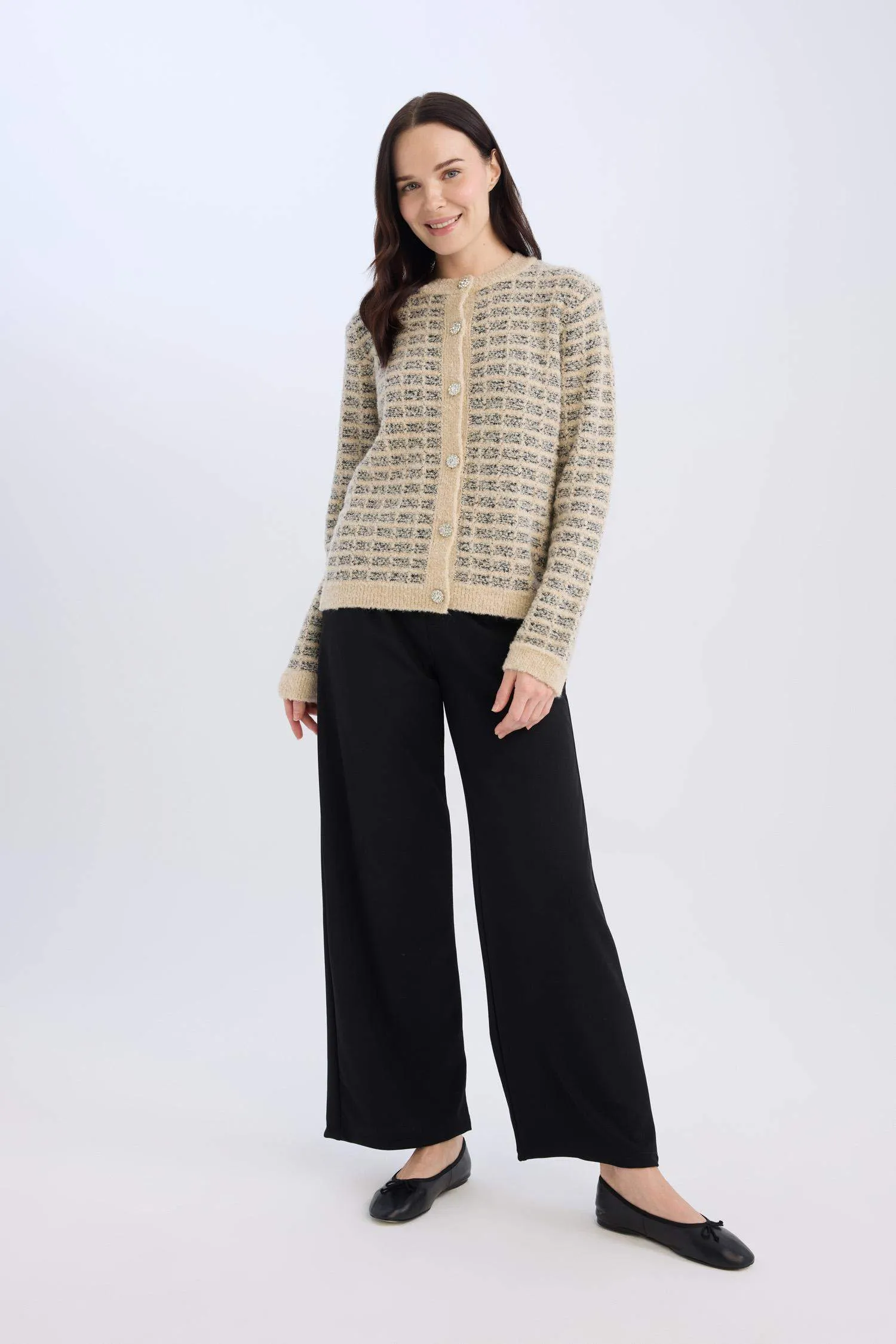 Straight Wide Leg Basic Trousers