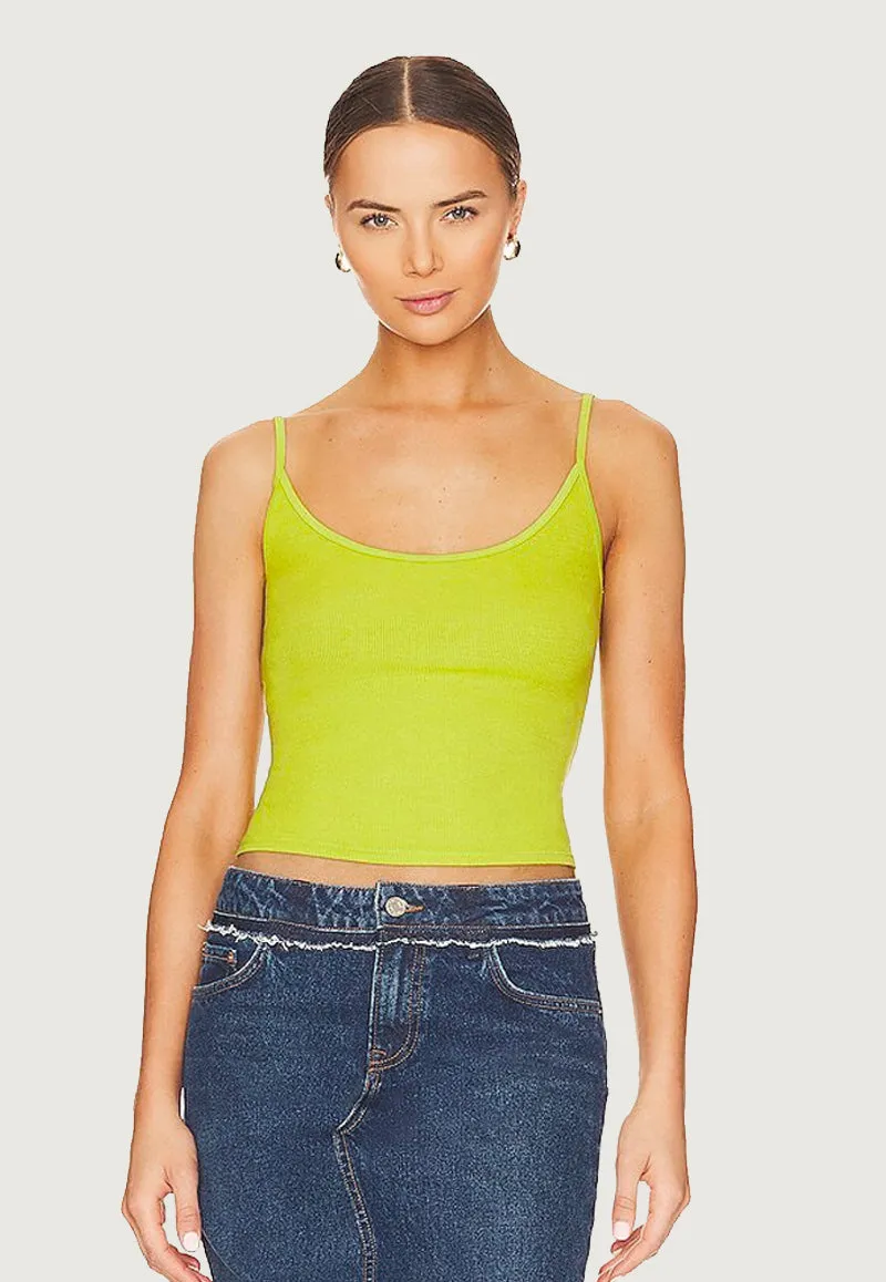 Stretch Silk Knit Rib Essential Tank - Kiwi