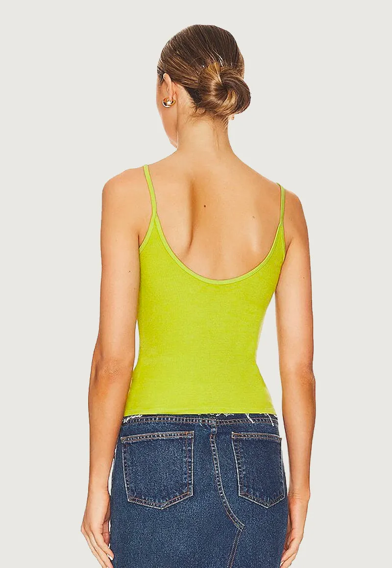Stretch Silk Knit Rib Essential Tank - Kiwi