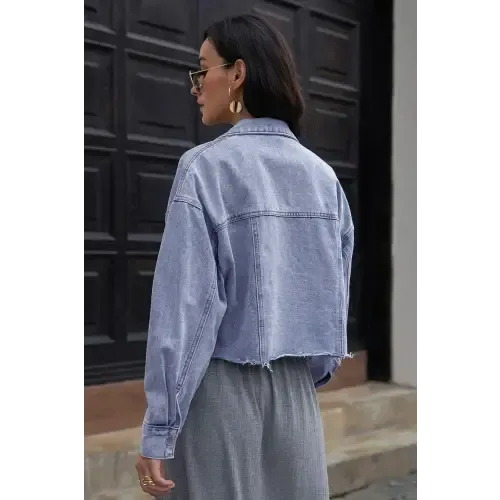 Stylish Lapel Collar Long Sleeve Denim Jacket