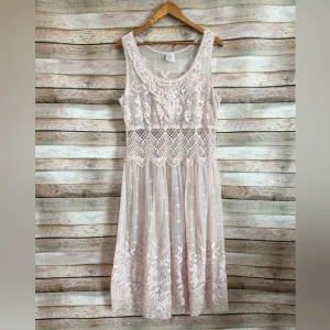 Sundance Love Always Lace Cottagecore Feminine Embroidered Floral Midi Dress 14