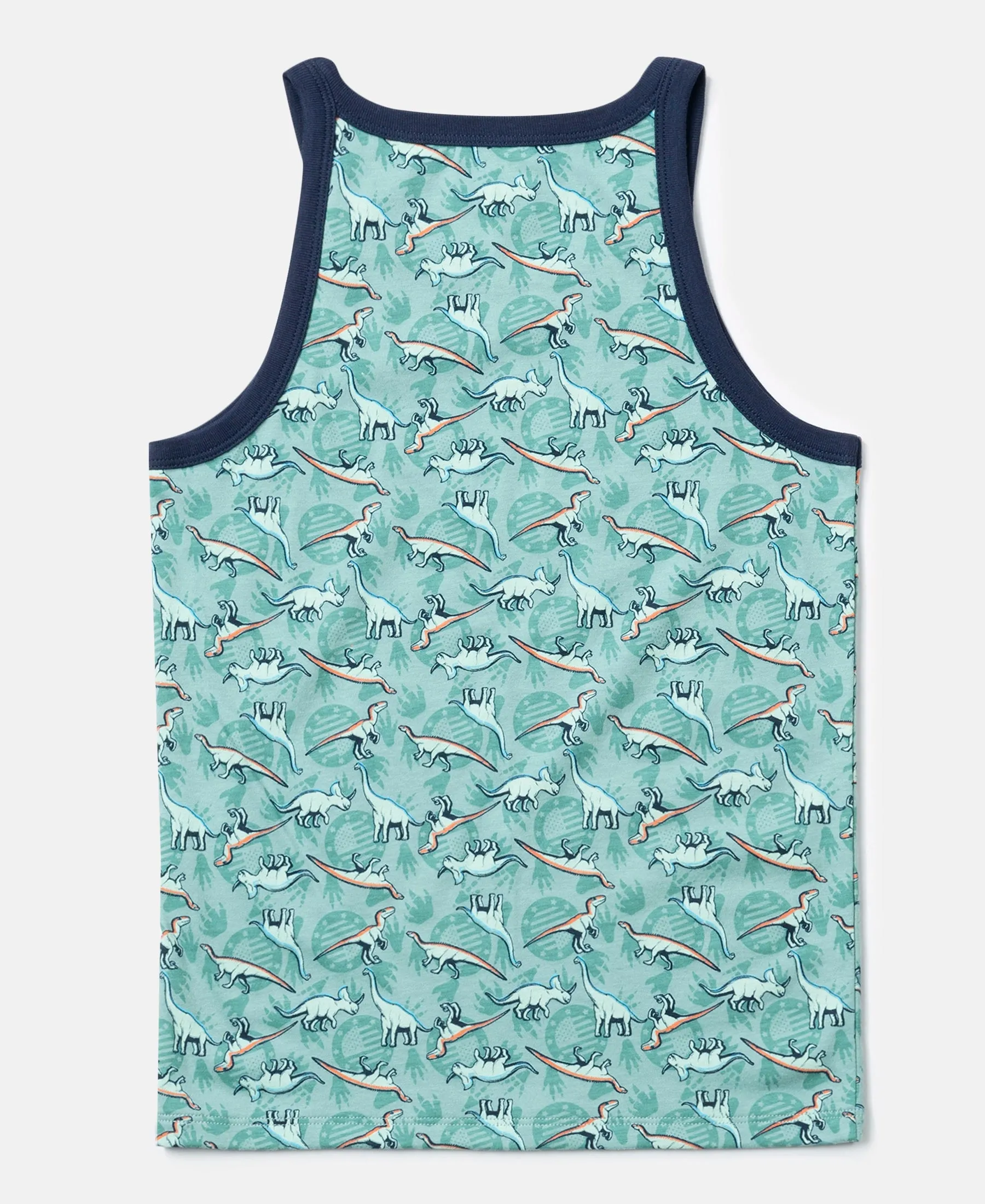 Super Combed Cotton Printed Round Neck Sleeveless Vest - Feldspar & Navy (Pack of 2)