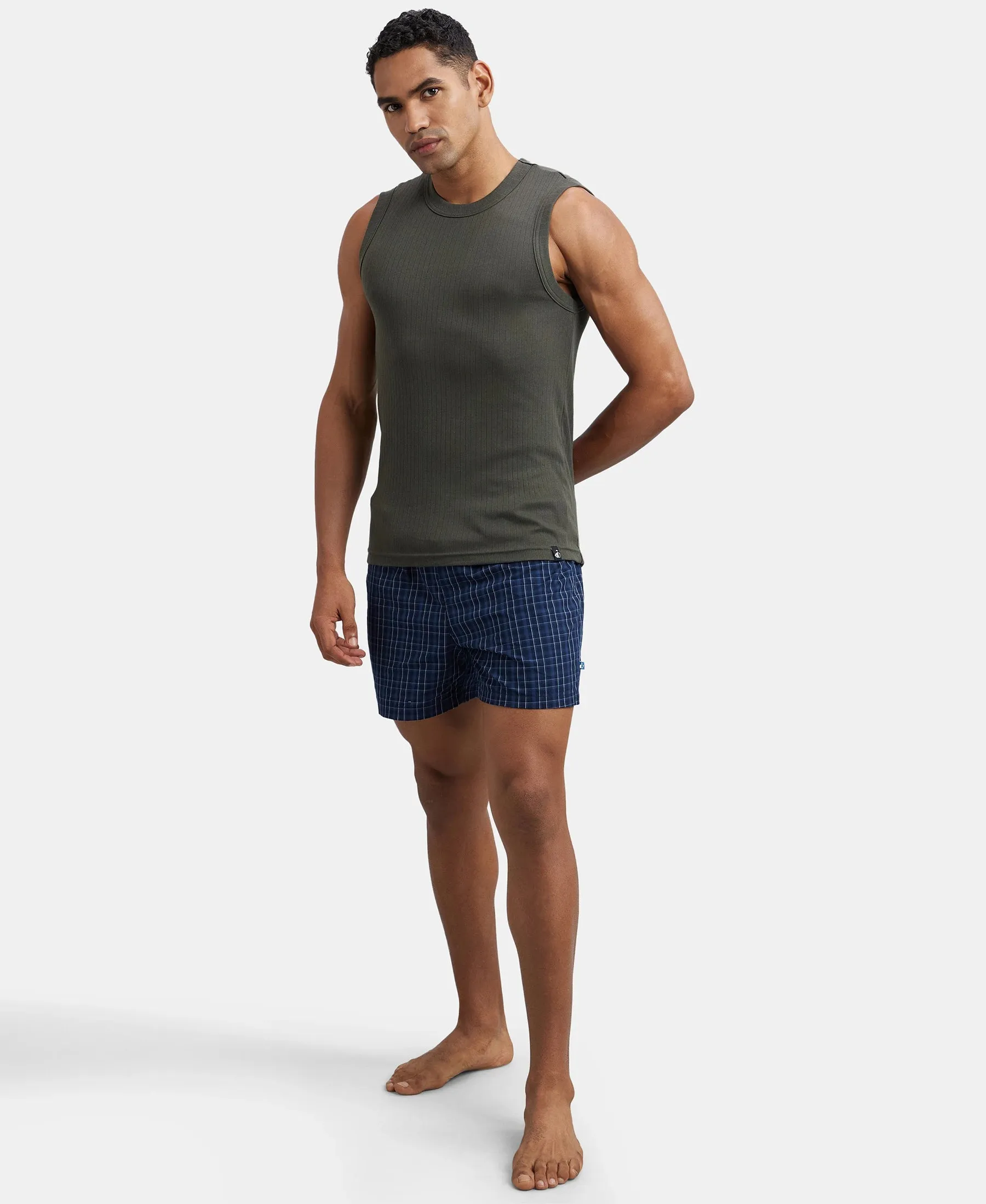 Super Combed Cotton Rib Solid Round Neck Muscle Vest - Deep Olive