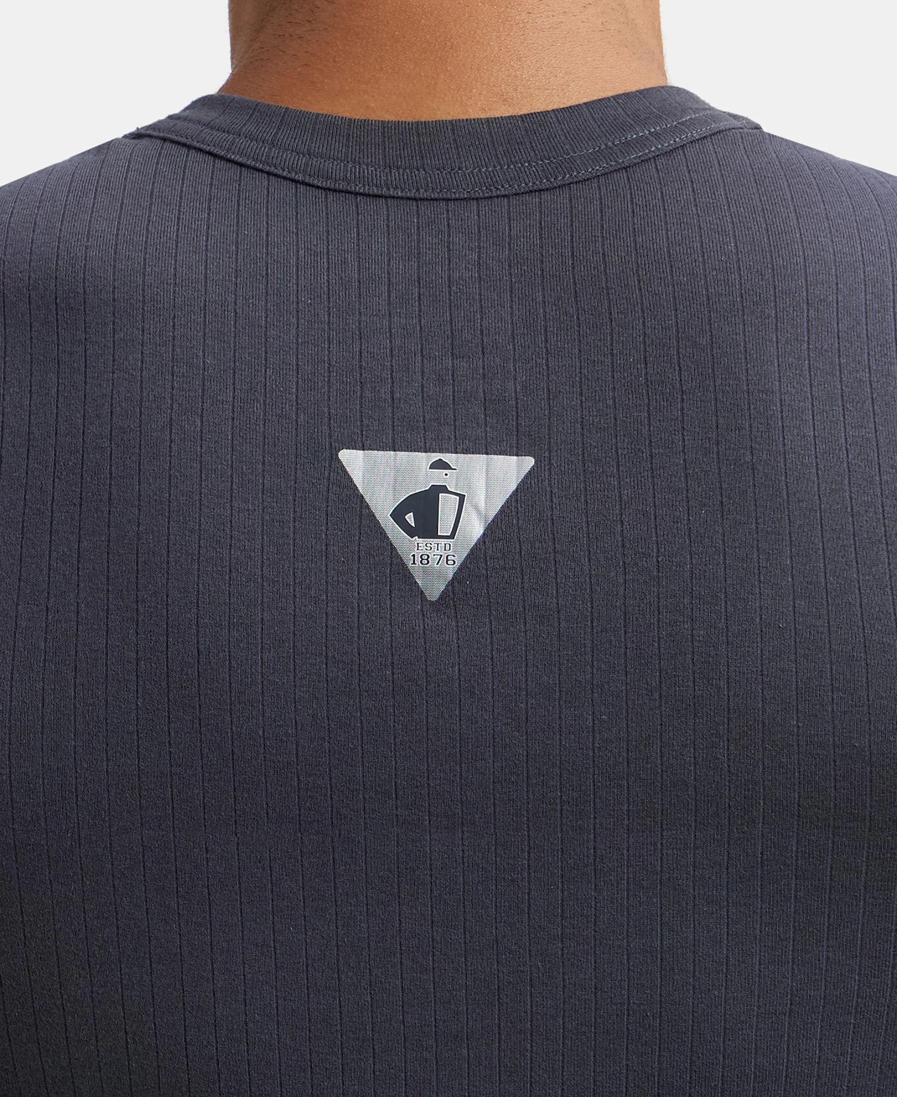 Super Combed Cotton Rib Solid Round Neck Muscle Vest - Graphite