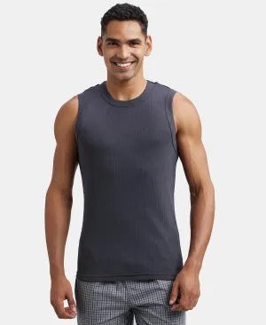 Super Combed Cotton Rib Solid Round Neck Muscle Vest - Graphite