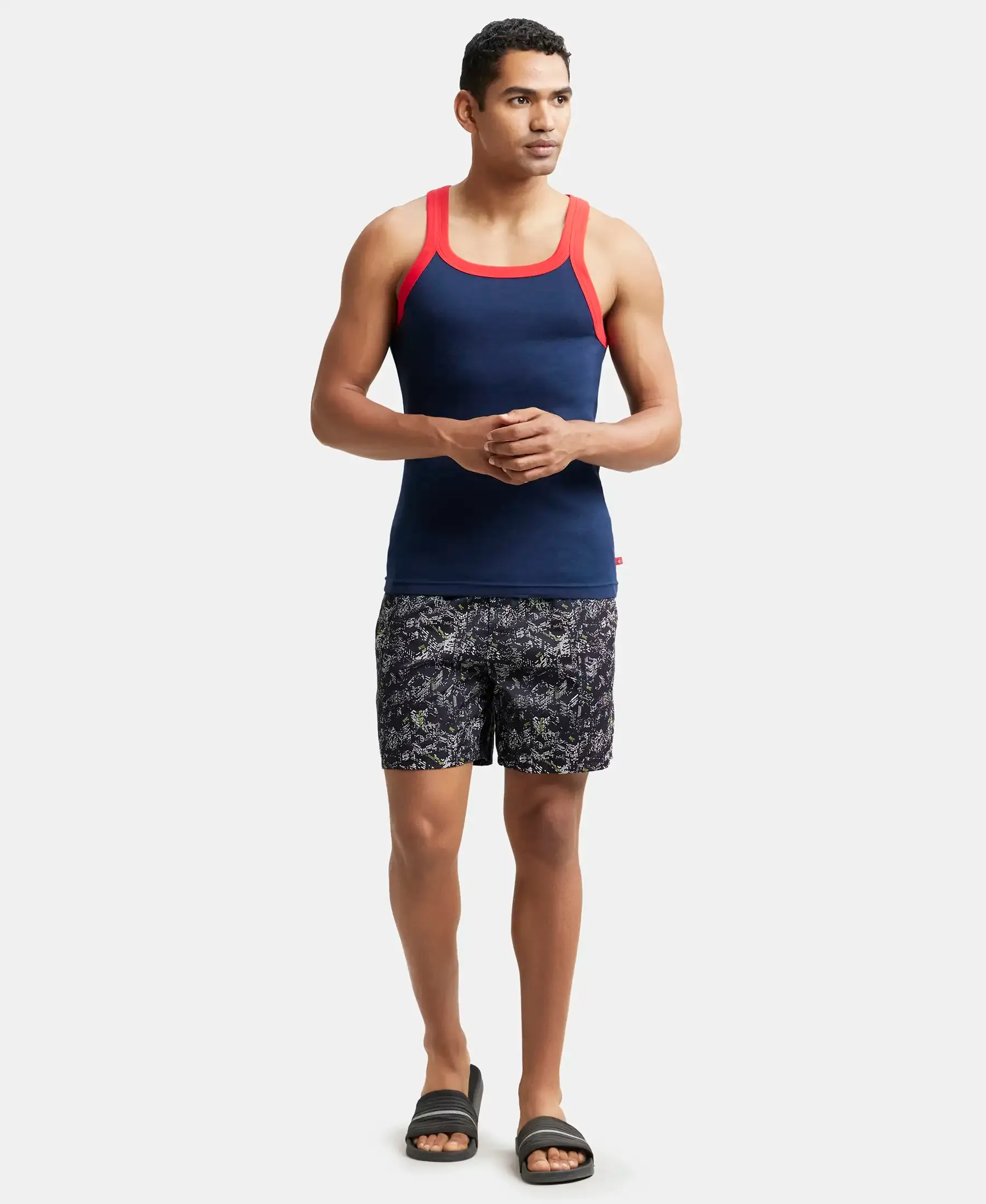 Super Combed Cotton Rib Square Neck Gym Vest - Assorted (Pack of 2)