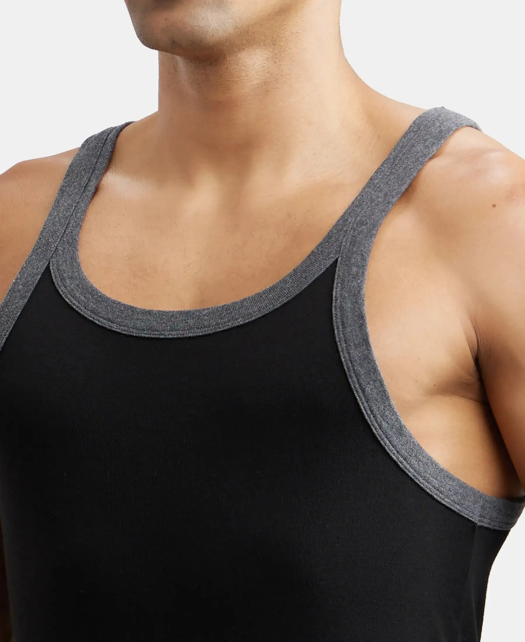Super Combed Cotton Rib Square Neck Gym Vest - Assorted (Pack of 2)