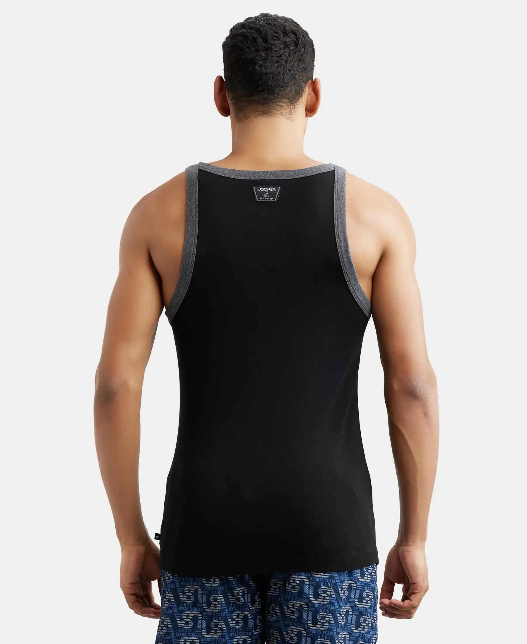 Super Combed Cotton Rib Square Neck Gym Vest - Assorted (Pack of 2)