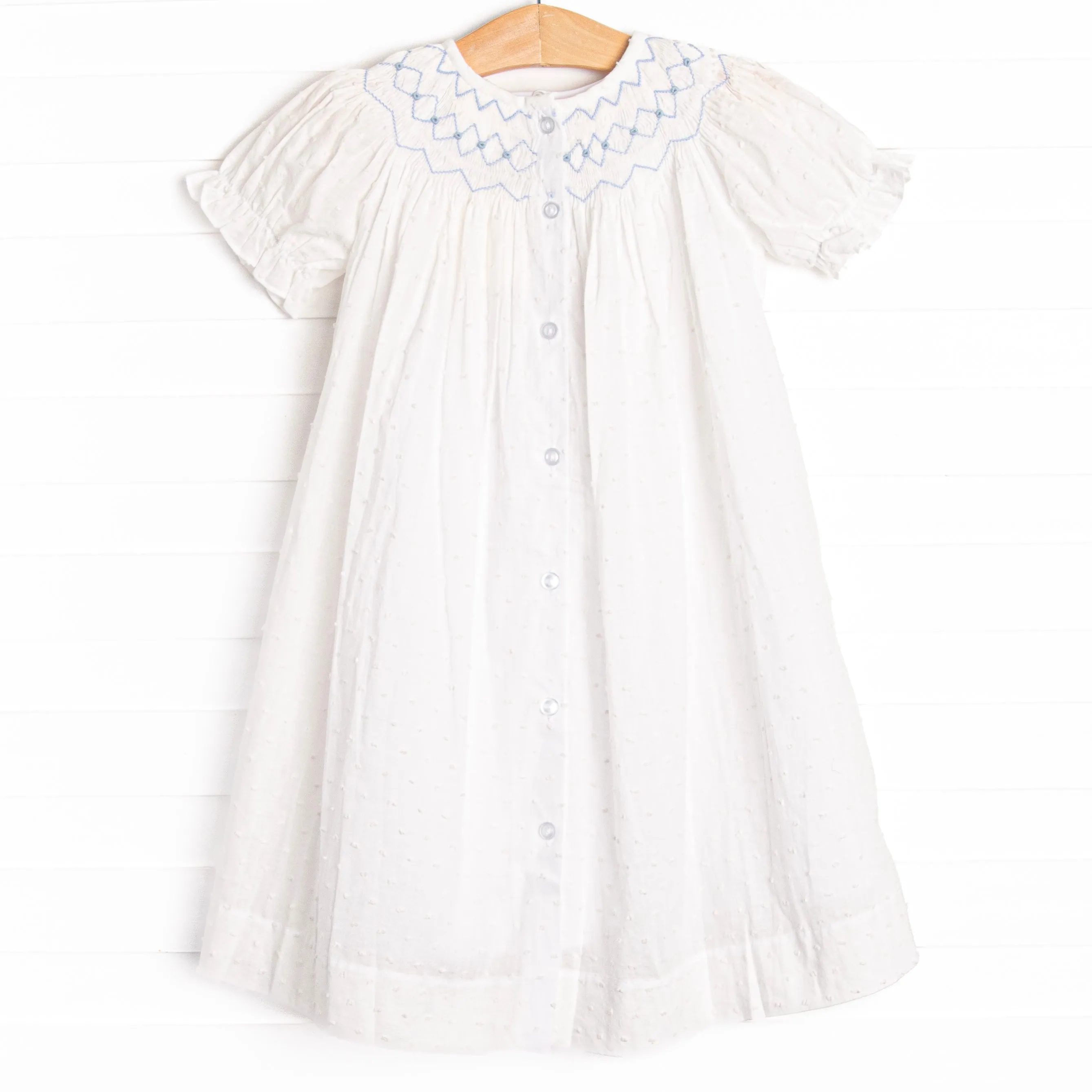 Sweet Spring Smocked Dress, White