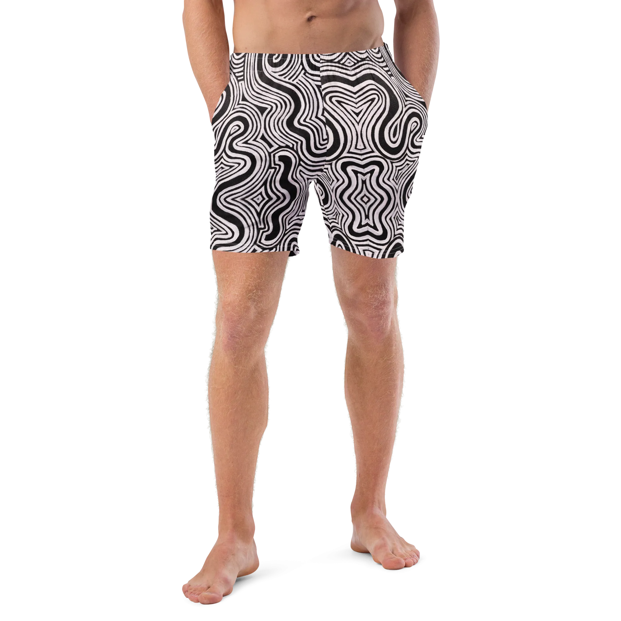 Swim Trunks ( Secret Internal Pocket)- "Record Player" Design