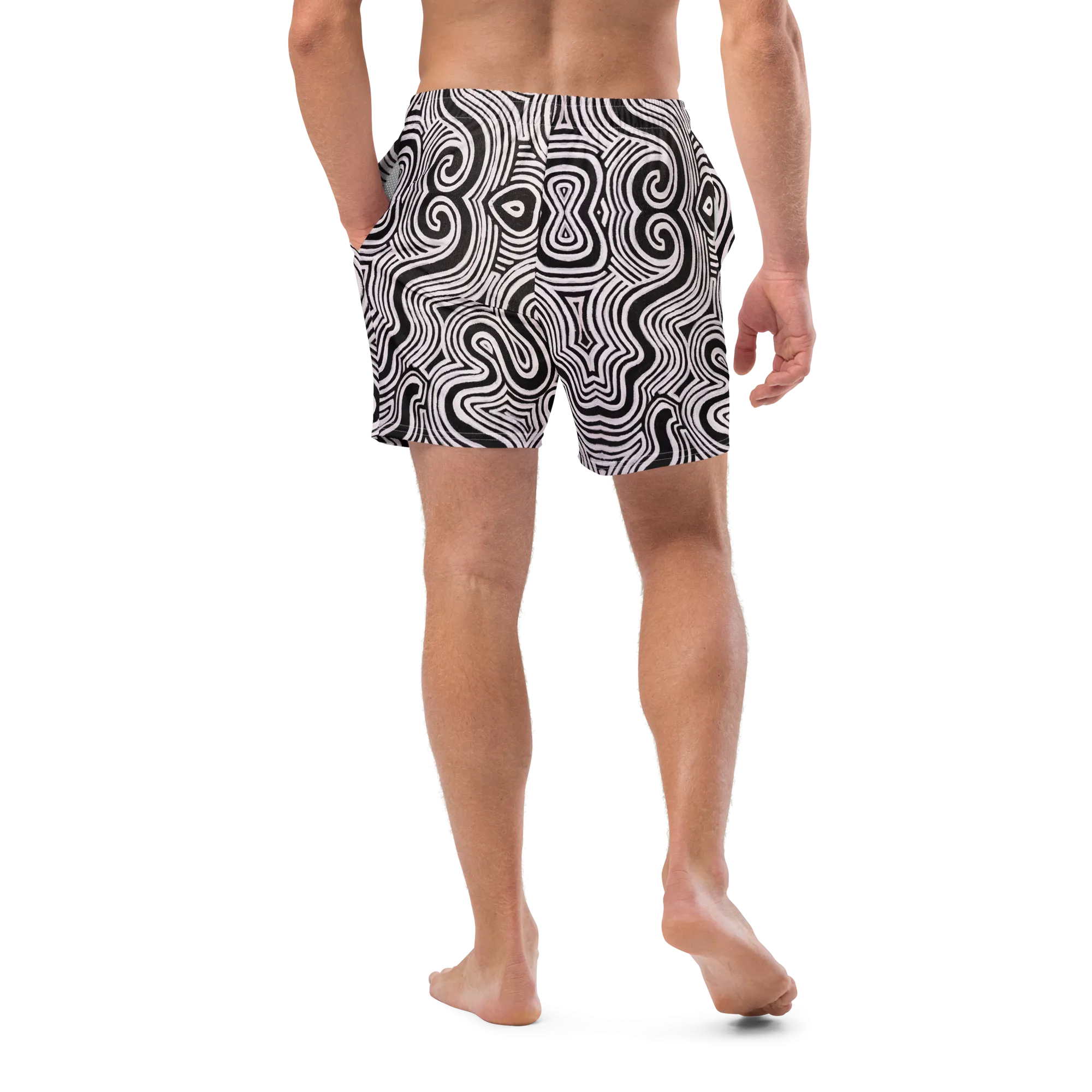 Swim Trunks ( Secret Internal Pocket)- "Record Player" Design