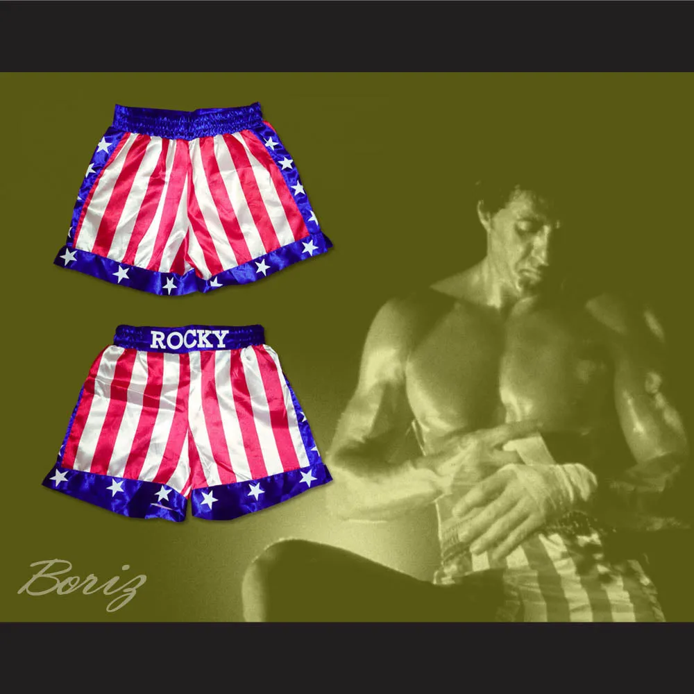 Sylvester Stallone Rocky Balboa American Flag Boxing Shorts