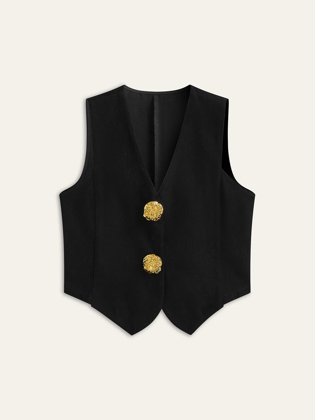 Tailored Denim Button-Up Vest